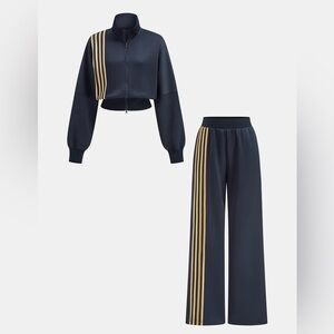 Quadruple Stripe Sweatshirt and Pants Set